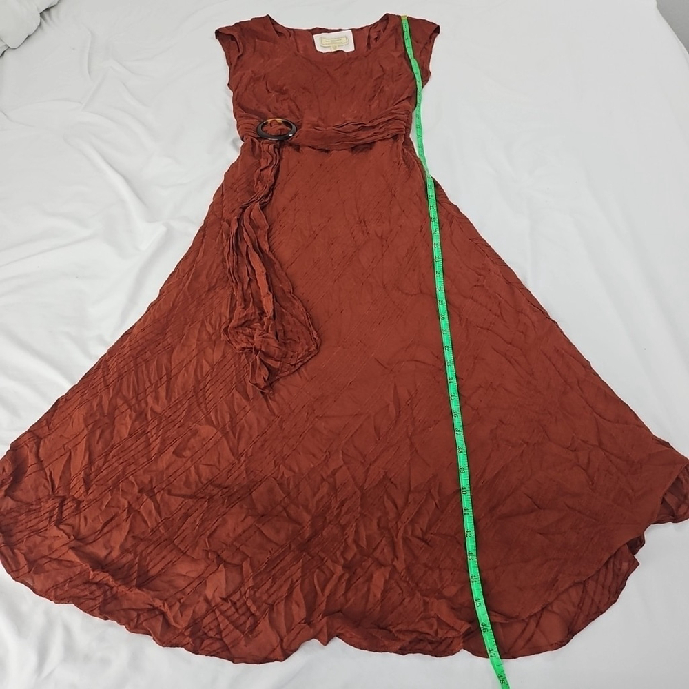 Anthropologie Moulinette Soeurs Guinevere Belted Boho Maxi Orange Dress Size 2P - Picture 6 of 16